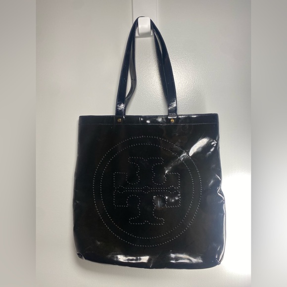 Tory Burch Handbags - Tory Burch 17 Inch Patent Leather Glossy Black Tote Handbag
